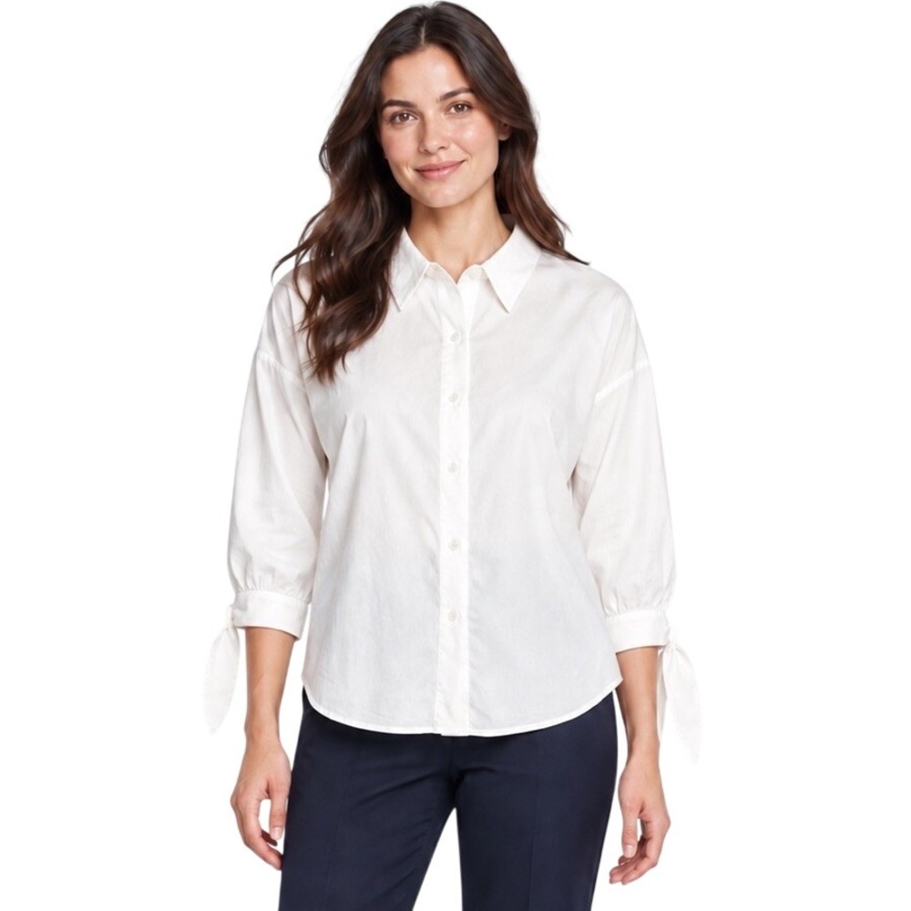 NWT Mare Mare x Anthropologie Tie Cuff Button Down Shirt Blouse Top White  M